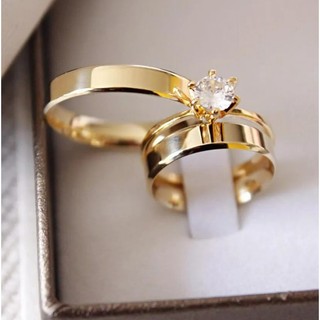 Par de aliança 4mm chanfrada casamento noivado B.D Moeda Antiga + SolitárioPar de aliança 4mm chanfrada casamento noivado B.D Moeda Antiga + Solitário