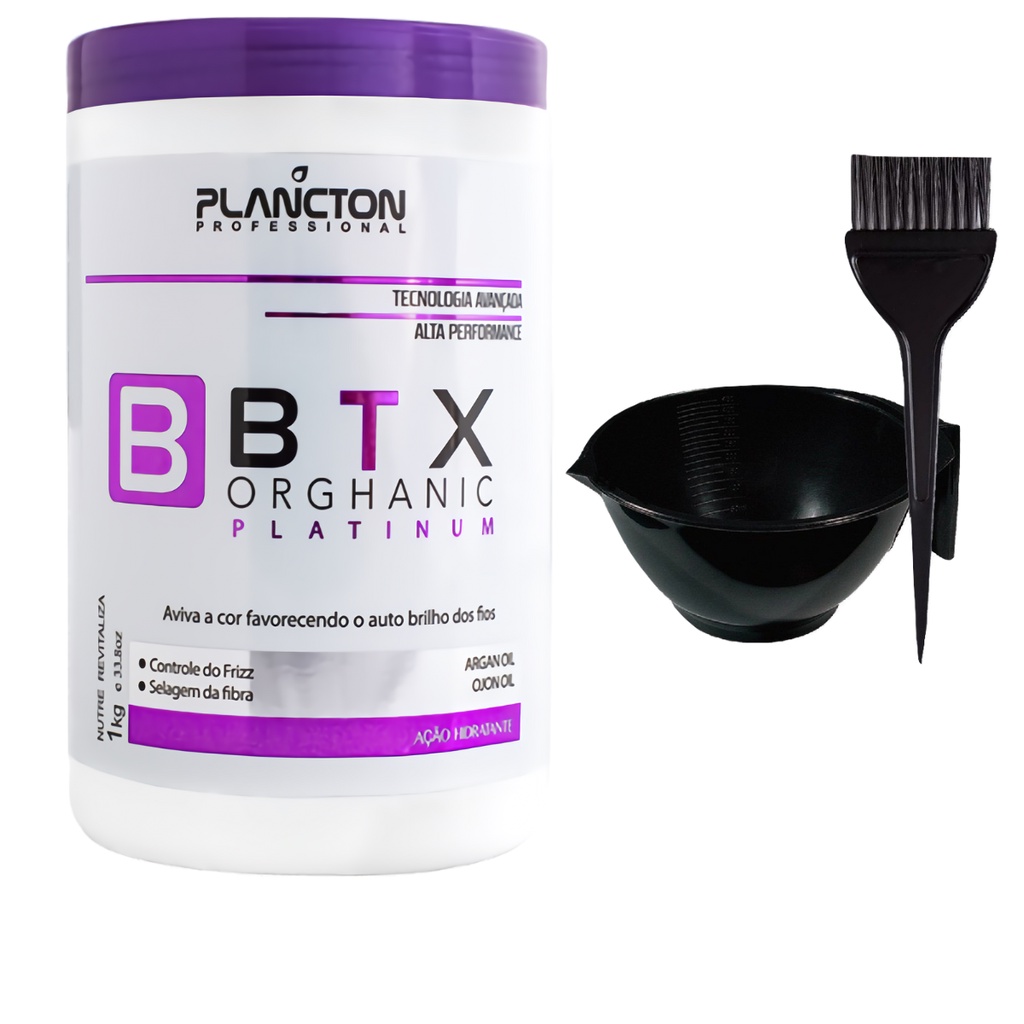 Plancton Botox Platinum Matizador Efeito Platinado Cabelos Claros Realinhamento Antifrizz Relaxamento 1kg Reparação Resgate Imediato Antiqueda