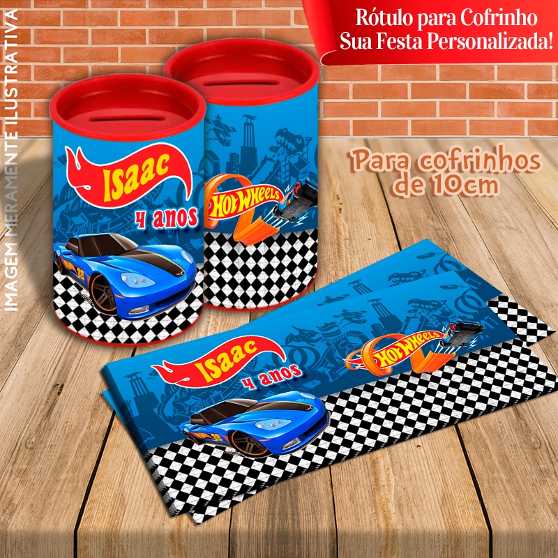 10 Rótulos Adesivos para Cofrinhos Personalizados Hot Wheels