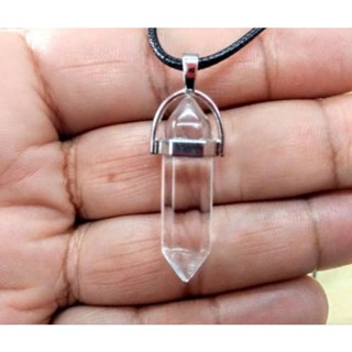 Colar Pedra Cristal Transparente Cordão Hippie Ajustável Masculino Feminino