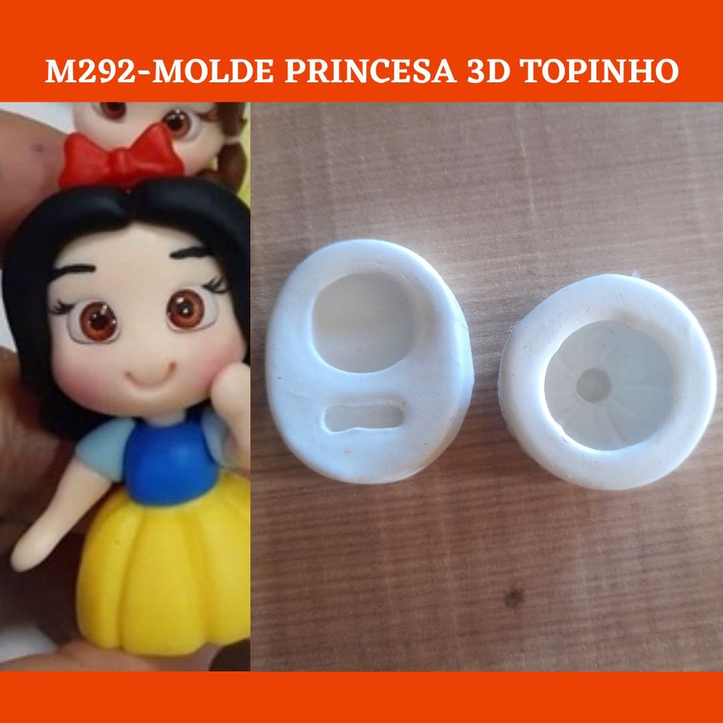 MOLDE DE SILICONE PRINCESA 3D TOPINHO - Cris Artesdeor