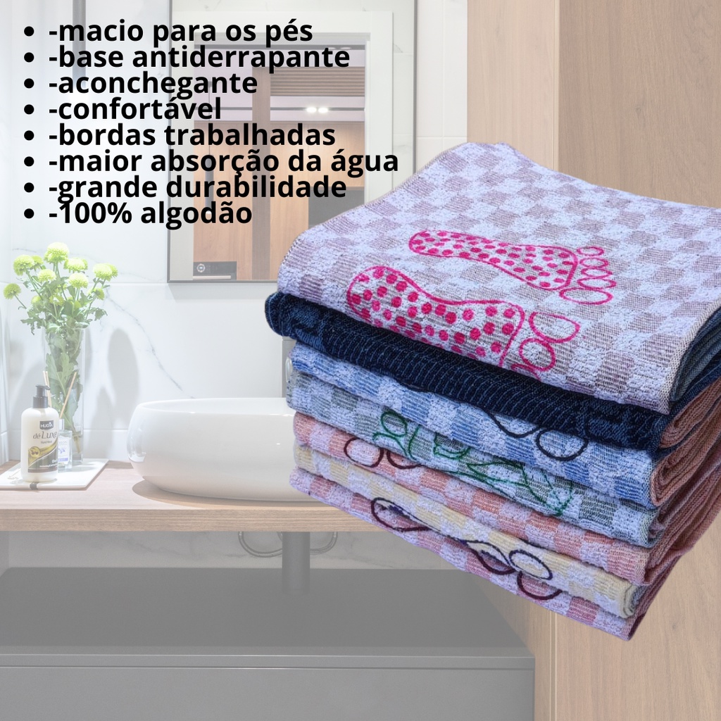 Toalha Piso Pezinho Chão Tapete Banheiro 45x70cm Promoção