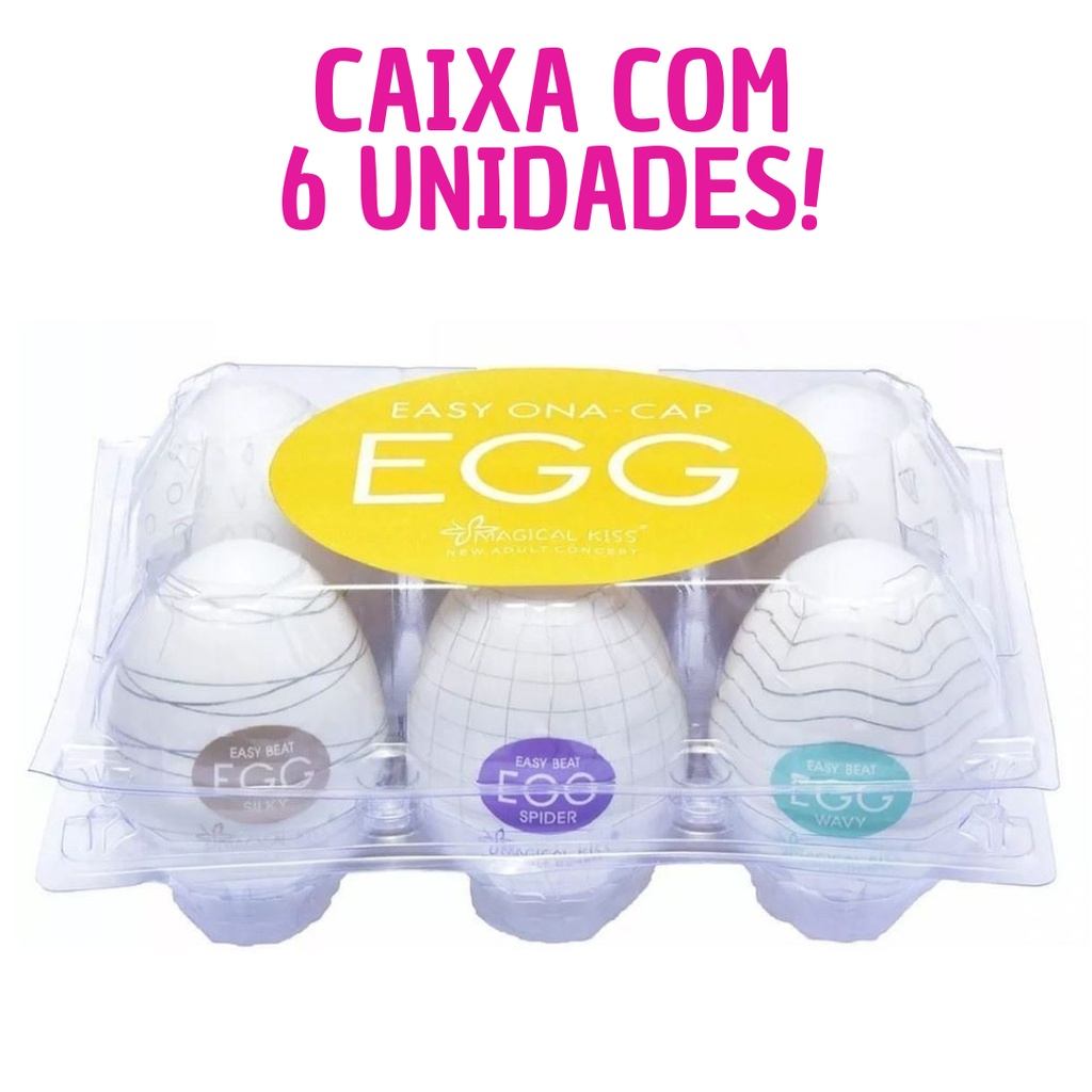 Caixa com 6 Egg/Ovo Masturbador Masculino Texturas Internas
