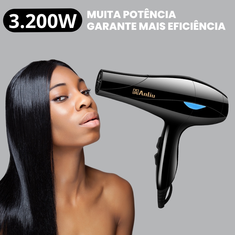 Secador Anliu Profissional de Cabelo Com 3200W
