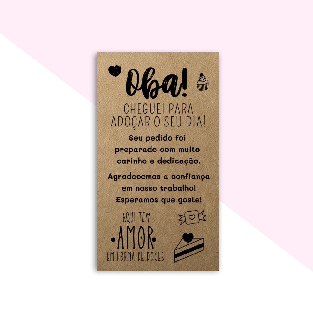 Cartão de Agradecimento Doceria Doce Bolo 5X9cm Kraft em Oferta na Shopee