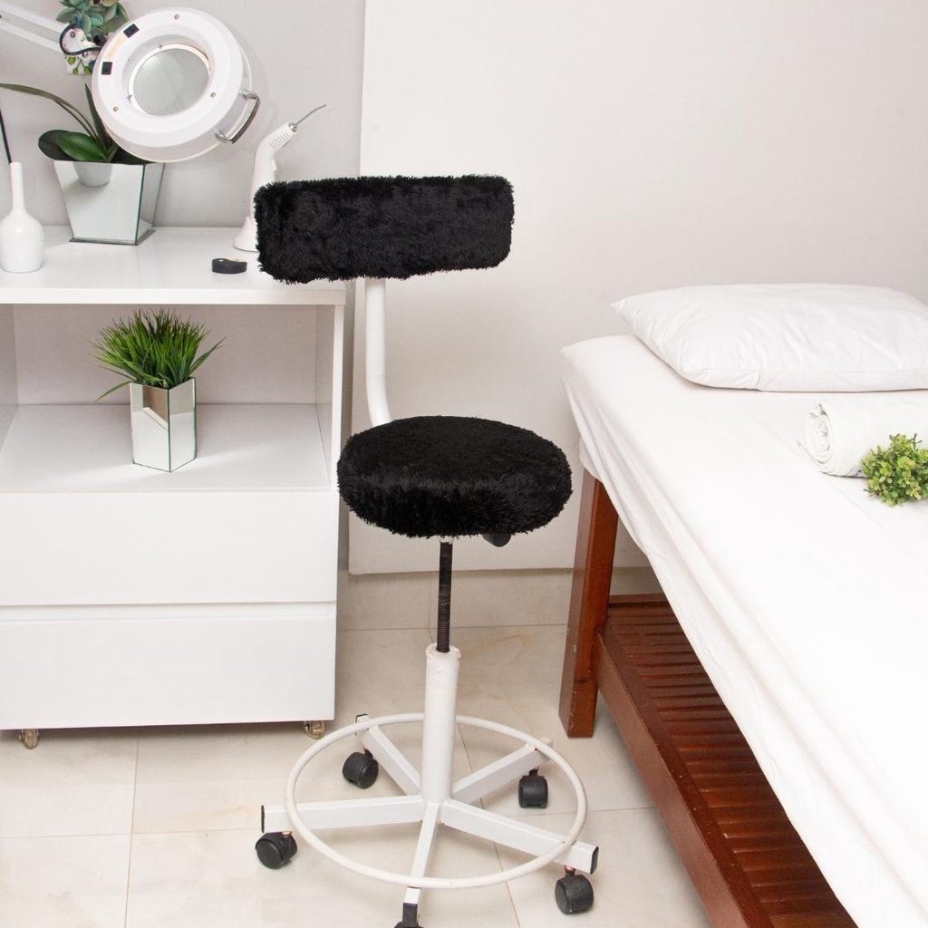 Capa Cadeira Mocho R Pelo Curto Preta escritorio mocho salao estetica manicure maquiagem giratoria