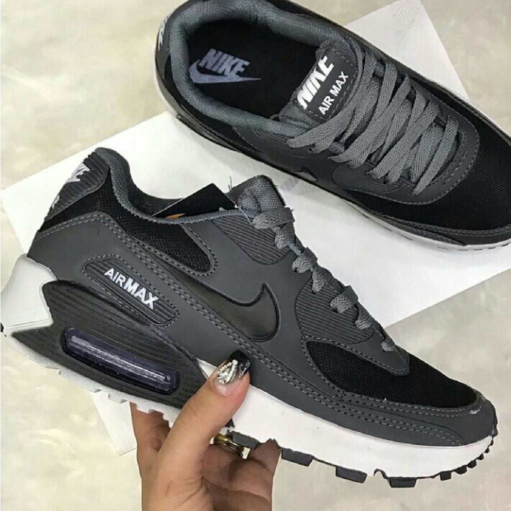 Air max 90 feminino preto store e cinza