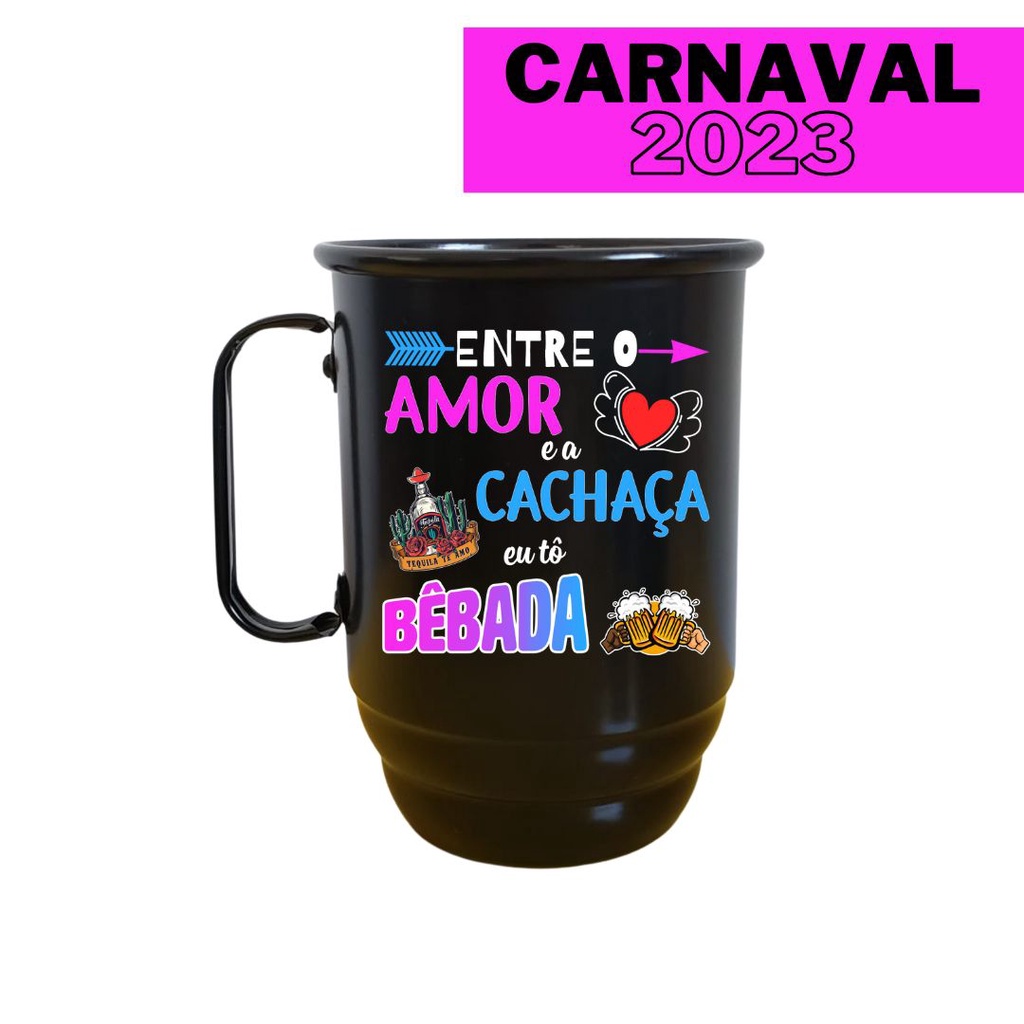 Caneca De Alumínio Personalizada - Copo De Aluminio Com Tirante Personalizado - Carnaval - Festas - Formatura - Terceirão
