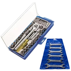 Jogo Soquetes Bits Catraca 1/4 E 3/8 Pol Kit 40 Peças + Kit