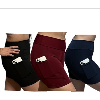 Kit 03 Shorts Bermuda Academia Com Bolso celular / Roupa de Academia em Oferta na Shopee