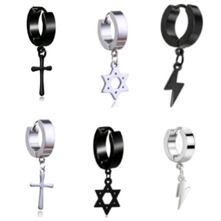 Brinco Argola Crucifixo Aço Cirúrgico Antialérgico Feminino e Masculino o Pacom 4 Cores