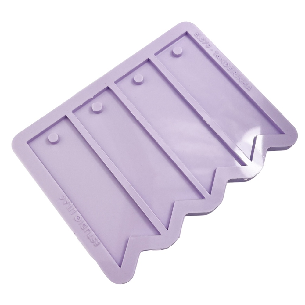 Molde de Silicone para Resina Tag/Mini Marca-páginas Bandeirinha - 4 cavidades (8 cm)