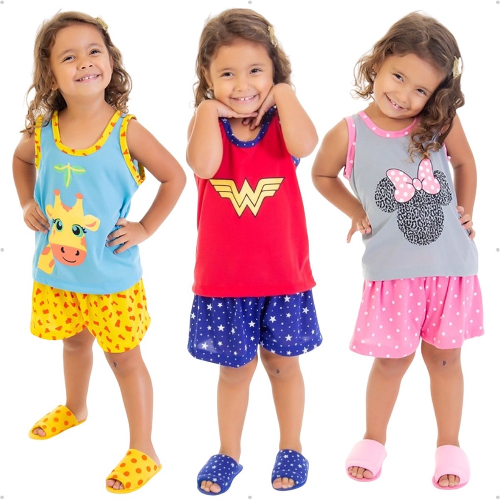 Short Doll Infantil Regata Feminino Personagens Verão LN010 em Oferta na Shopee