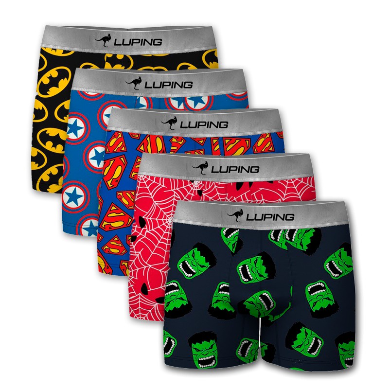 Kit 10 Cuecas Infantil Masculina Boxer Microfibra Lisa E Estampada Com Elástico Premium