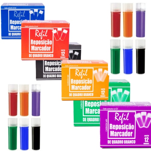 Cartucho Tinteiro para refil Caneta Tinteiro Marcador Pincel de Quadro Branco 12 Unidades Não Mancha