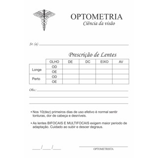 Receituário Optometrista 14x20cm