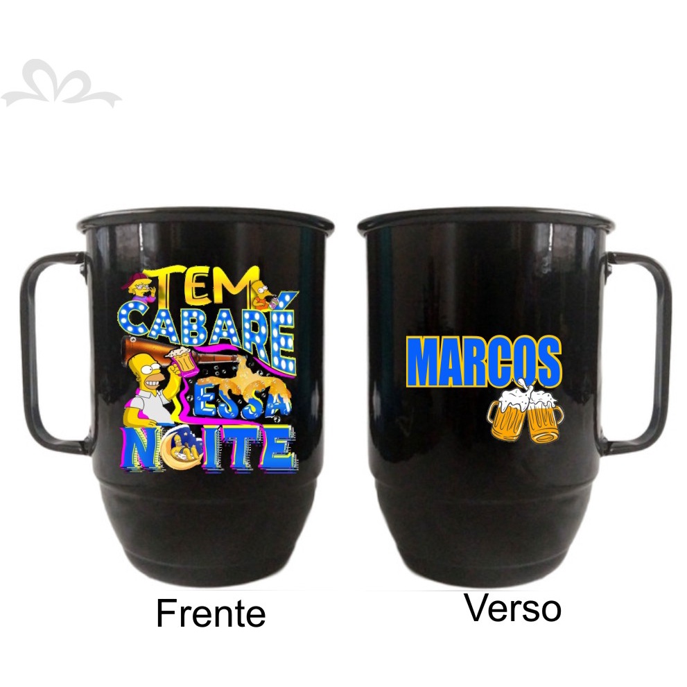 Caneca Aluminio 500ml personalizada com nome " Tem cabaré essa noite"