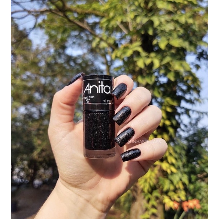 Esmalte Preto Chic - Glitter Preto - Esmaltes Anita - Envio imediato