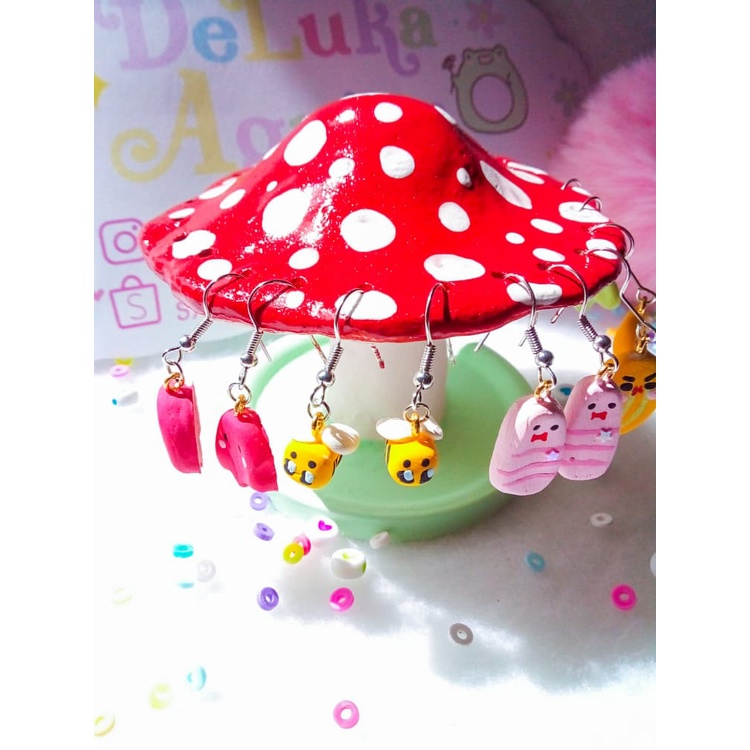Porta joias brincos de argila clay cerâmica kawaii decoração