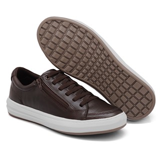 Sapatenis Casual Tenis em Couro Zíper Palmilha Gel