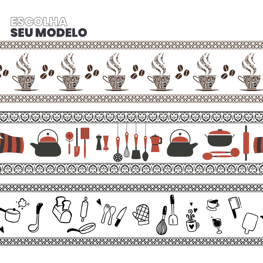 Faixa Borda Adesiva Decorativa 110x15 cm Papel de Parede Cozinha