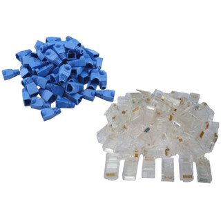 Kit 20 Conectores RJ45 Cat5e Utp + 20 Capinhas Protetora para Conector