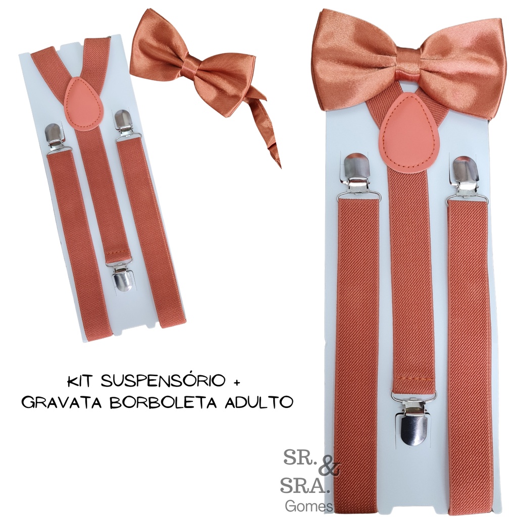Kit Suspensório Terracota + Gravata Borboleta Adulto em Oferta na Shopee