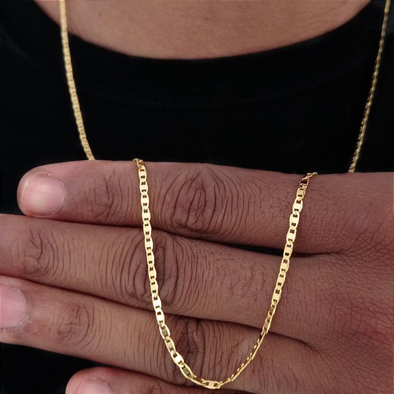 Corrente Banhado a Cor Ouro 18k Cordão Masculino Fino Piastrini Banhado Folheado em Oferta na Shopee