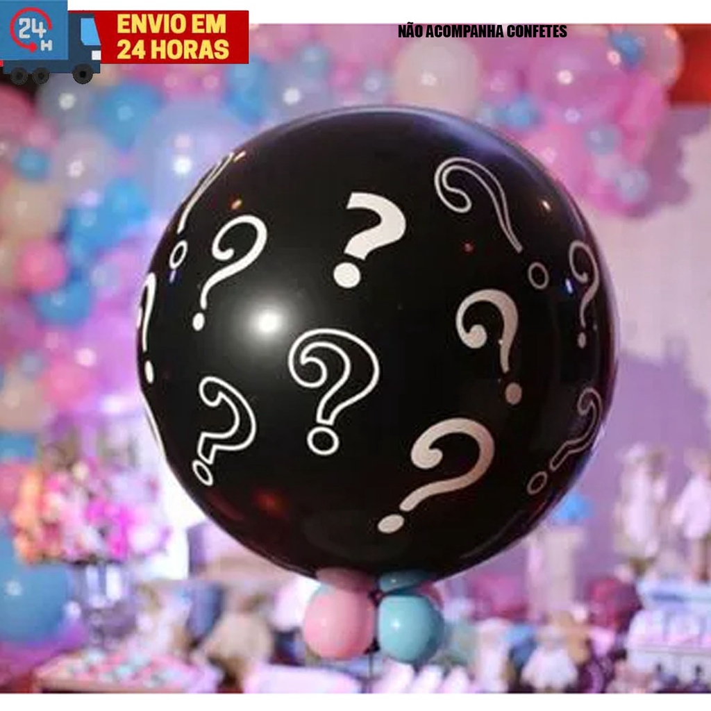 Balão Bexiga GIGANTE Para Chá De Revelação 250 Polegadas Preto Interrogação em Oferta na Shopee