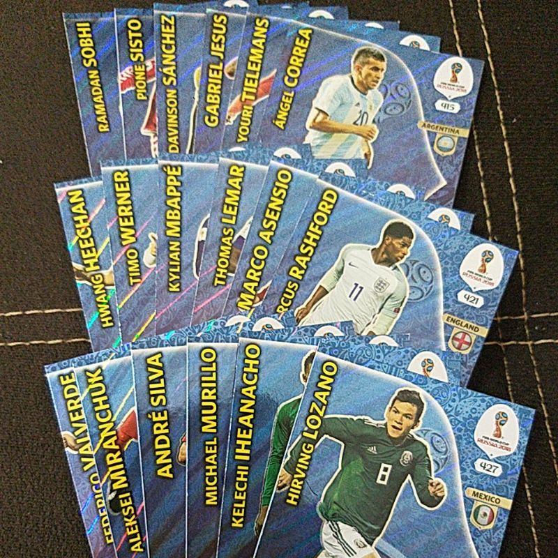 Set Completo de Rising Star, Panini Adrenalyn XL da Copa do Mundo 2018 - 415 ao 432 - Molezinha!!!