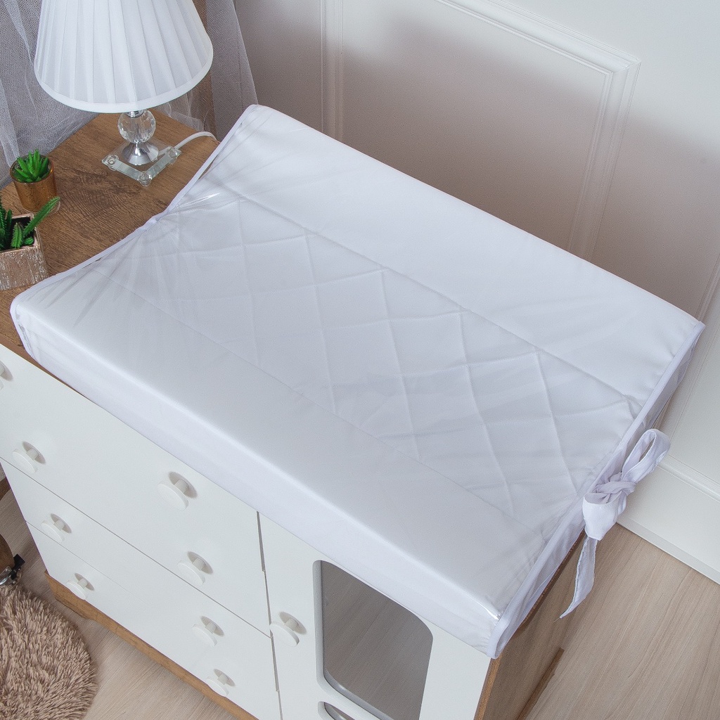 Trocador Americano Anatomico Plastificado de Comoda Luxo para Bebês Perola Branco