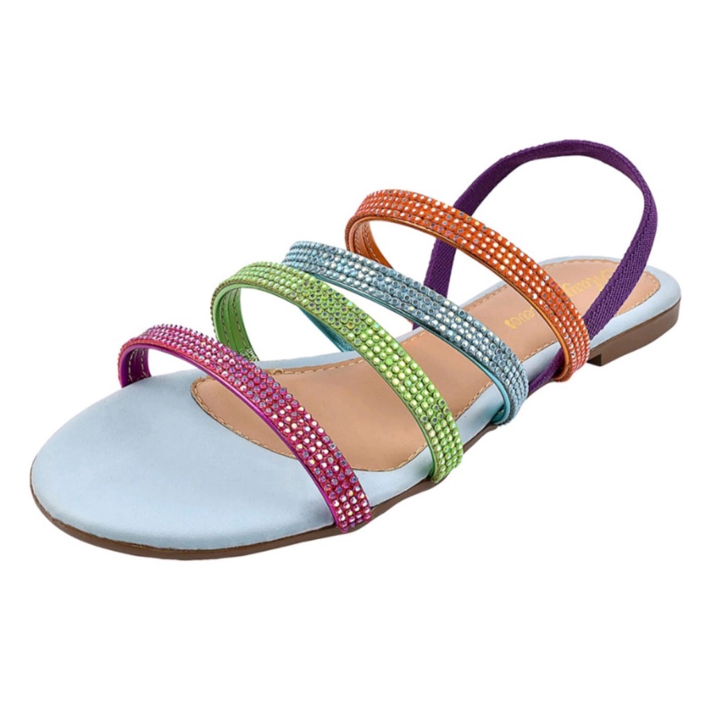 Sandália Feminina Rasteira com Brilho Rasteirinha Colorida Moda Blogueira M