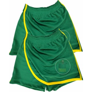 Kit Shorts Saia Infantil Friso Amarelo Uniforme Fardamento Escolar