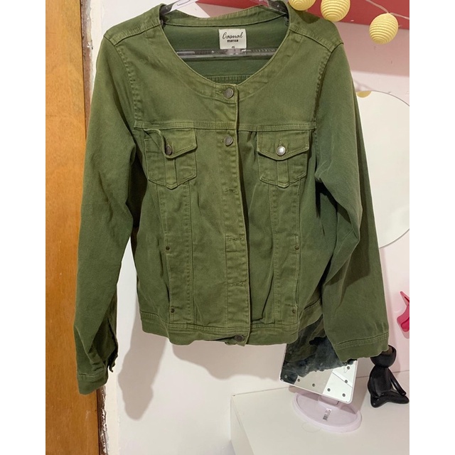 Jaqueta jeans verde, marisa
