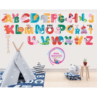 Adesivo de Parede Alfabeto com Animais Infantil Zoo Selva Safari Colorido em Oferta na Shopee