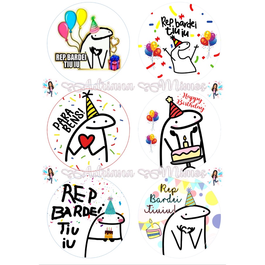 Kit C/6 Papel Arroz Bento Cake Flork Frases Aniversário 9cm cada em Oferta na Shopee