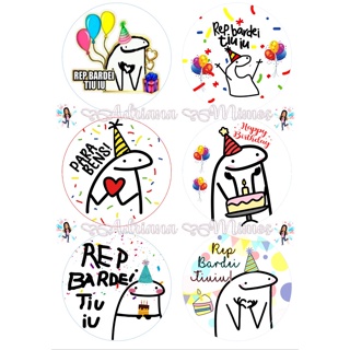 Kit C/6 Papel Arroz Bento Cake Flork Frases Aniversário 9cm cada em Oferta na Shopee