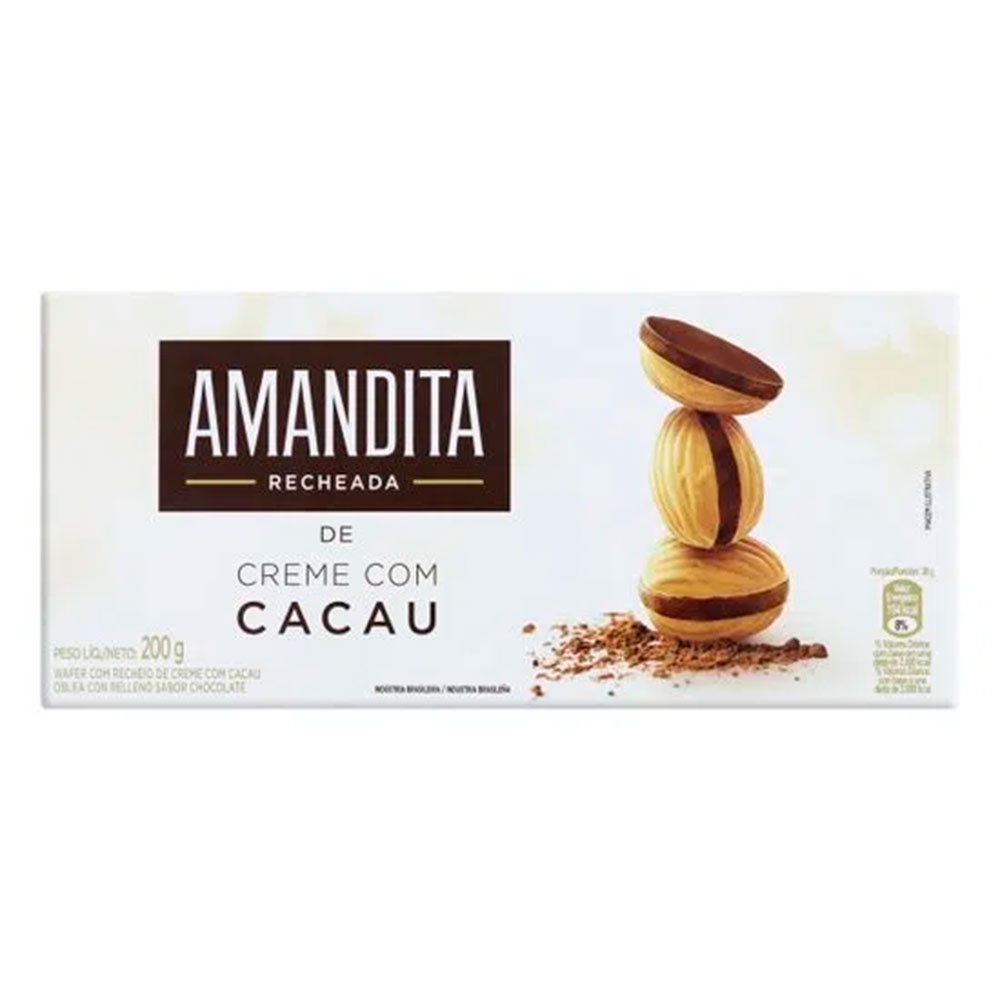 Amandita Wafer Recheado Chocolate 200g - Lacta