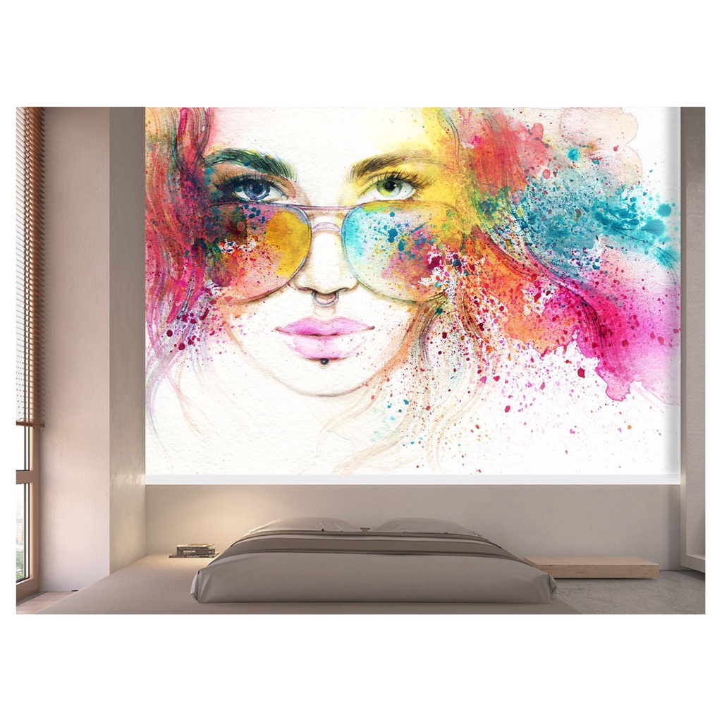 Adesivo Decorativo Papel de Parede Decoração Rosto de Mulher  Grafite Pintura Arte TRA065