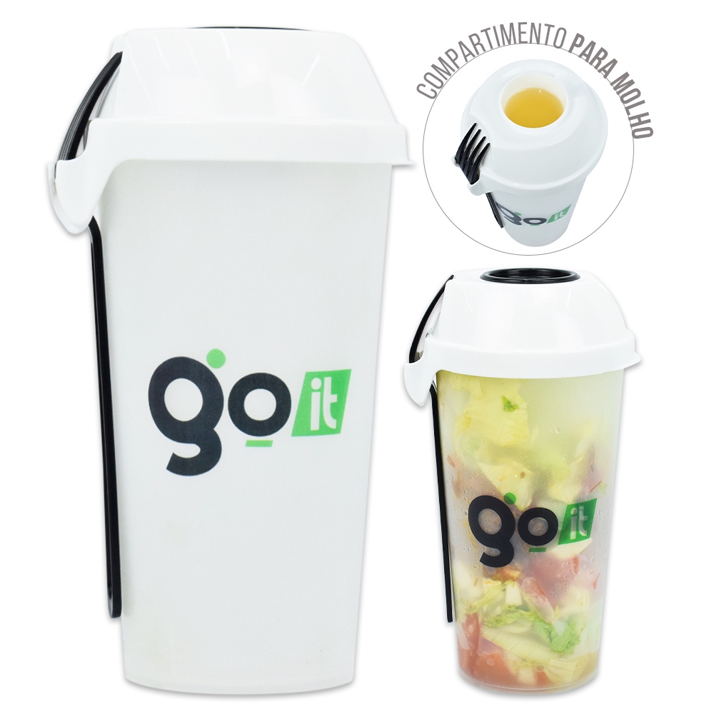 Copo para Salada Com Molheira Lancheira Salada de Frutas Fitness Marmita