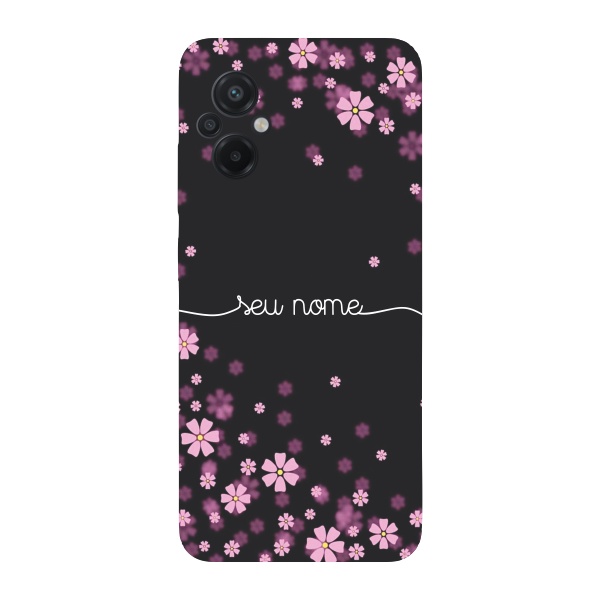 Capinha para Xiaomi Poco M5 Anti Impacto Personalizada - Flores Lilás com nome