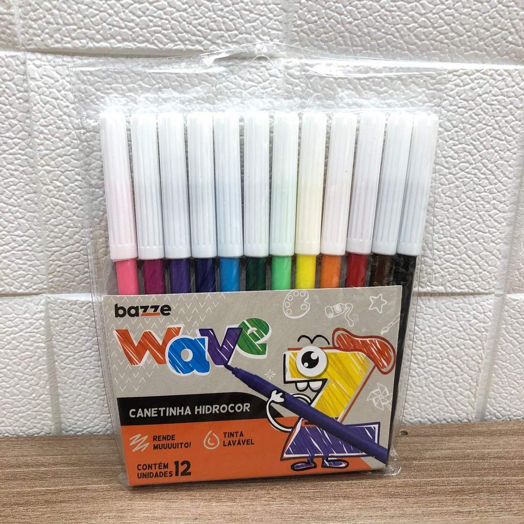 Canetinha Hidro Cor 12 Cores - Unidade ou Kit C/3.