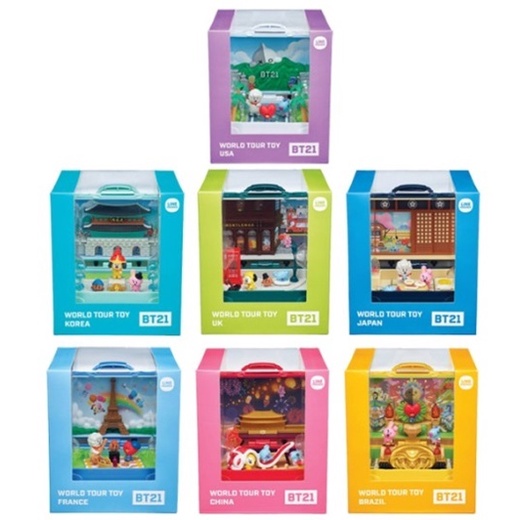 bt21 world tour toy (7types/brazil ,korea, usa, uk, france, japan, china) envio da Coréia