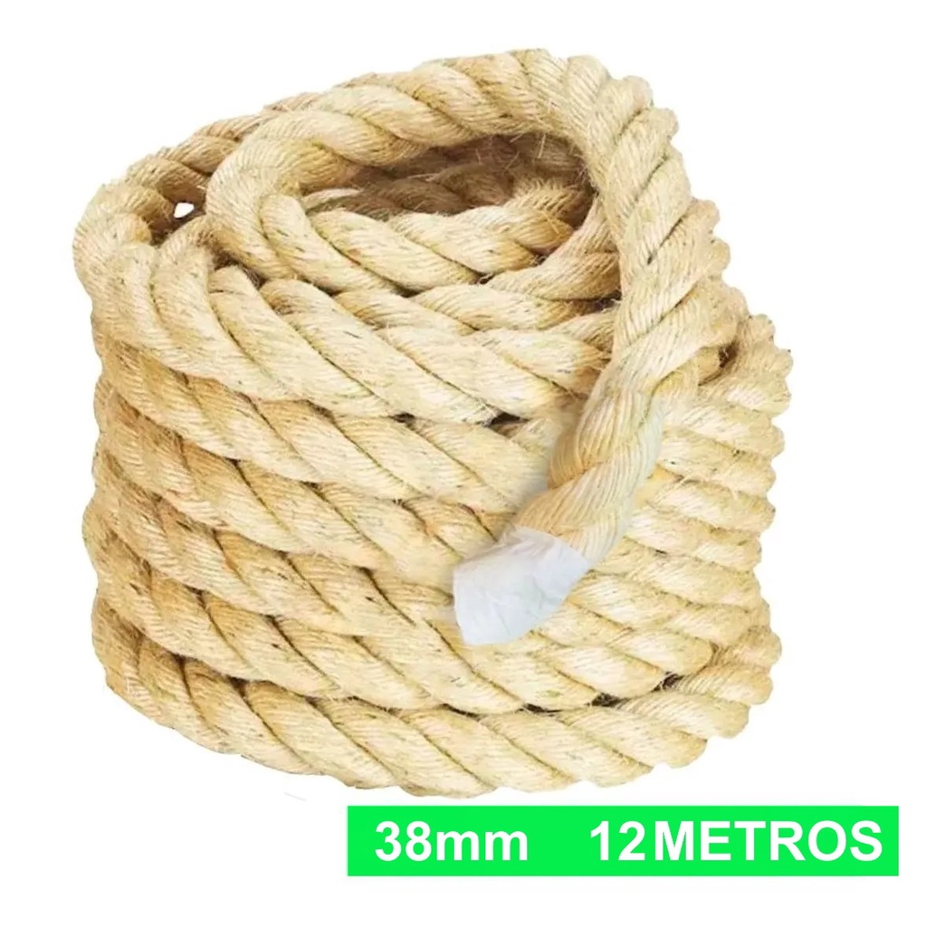 Corda Sisal 38mm 12 Mts Naval Reforçada Decorações Artesanatos Cross Esporte Balanço