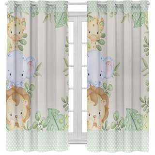 Cortina Para Quarto Infantil Safari Amiguinhos 3.00 X 2,20 Estampas Exclusivas Tecido Premium