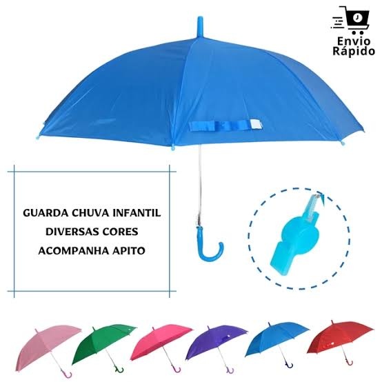 Guarda chuva Sombrinha infantil com apito cores lisas em Oferta na Shopee