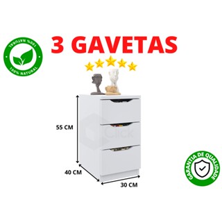 Gaveteiro com 3 gavetas, suporte para sala/quarto e cozinha 100% MDP em Oferta na Shopee