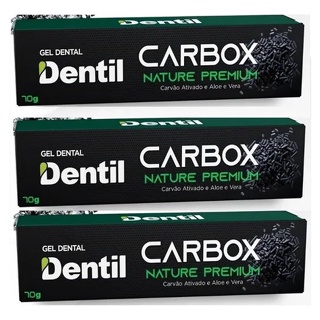 Kit 3 Creme Dental Dentil Carbox Nature Carvão Ativado e Aloe Vera Sem Flúor e Parabenos Vegano 70G em Oferta na Shopee