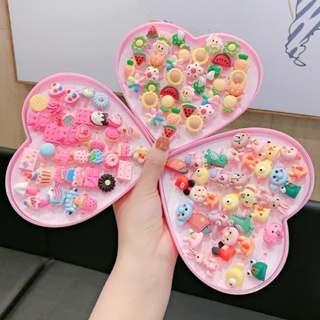 36 Aneis Colorido Infantil Menina de Plástico Com Estojo de Coração Presente em Oferta na Shopee