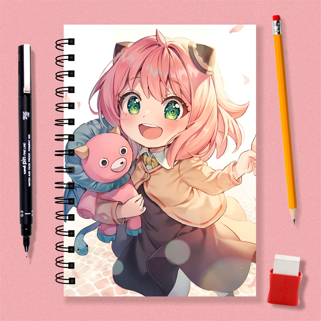 Sketchbook Caderno Desenho Anime Spy x Family Anya Forger 140 Págs 70 Folhas 180g ou 100 Págs 50 Folhas 240g
